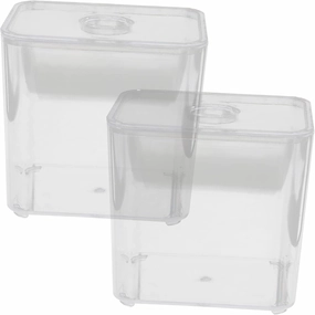 Cabilock 2Pcs Clear Cotton Swab Storage Box Stackable Makeup Organizer for Cotton Pads and Swabs and Cosmetic Container for Home Office Bathroom Use