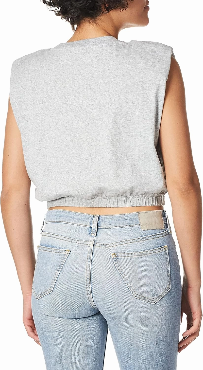 Calvin Klein Women's Banded Crop Shoulder Pad Tee