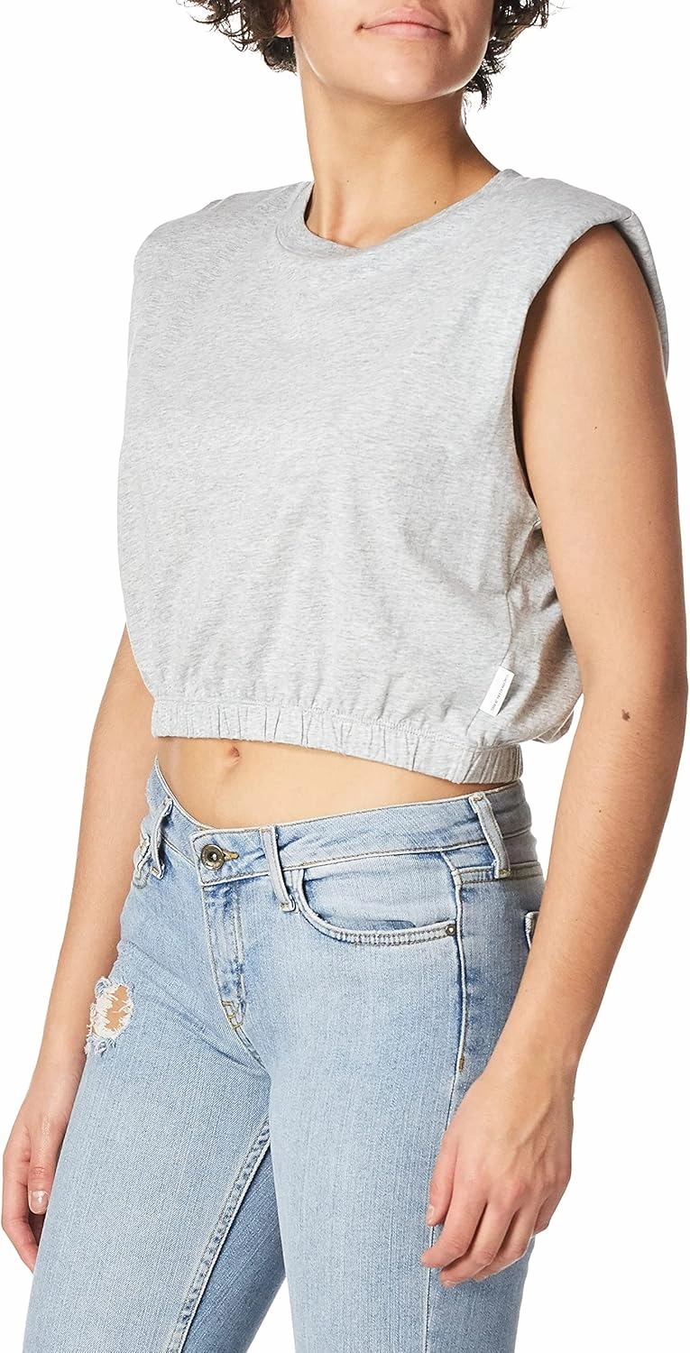 Calvin Klein Women's Banded Crop Shoulder Pad Tee
