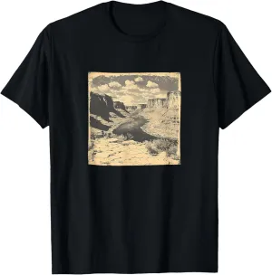 Canyon With River Vintage Landscape Graphic T-Shirt