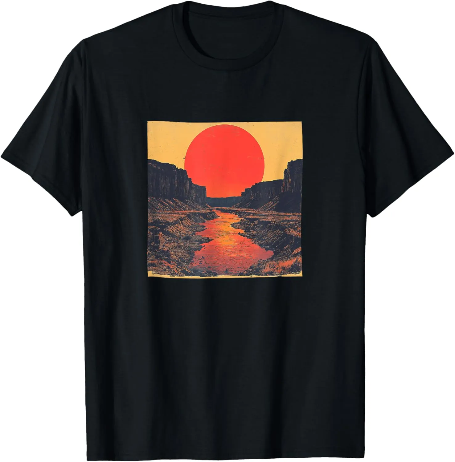 Canyon With River Vintage Landscape Graphic T-Shirt