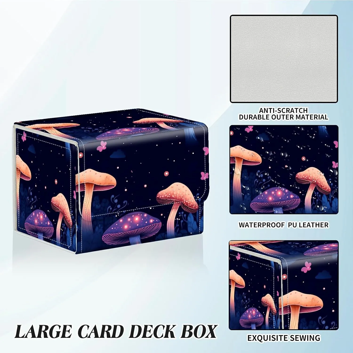 Card Deck Box for Trading Cards Commander Deck Box Card Storage Box with Strong Magnet Magic Premium Gathering Deck Box Cover for TCG CCG Magic Cards,Colorful Mushroom