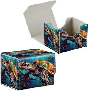 Card Deck Box for Trading Cards Commander Deck Box Card Storage Box with Strong Magnet Magic Premium Gathering Deck Box Cover for TCG CCG Magic Cards,Colorful Sea Turtles