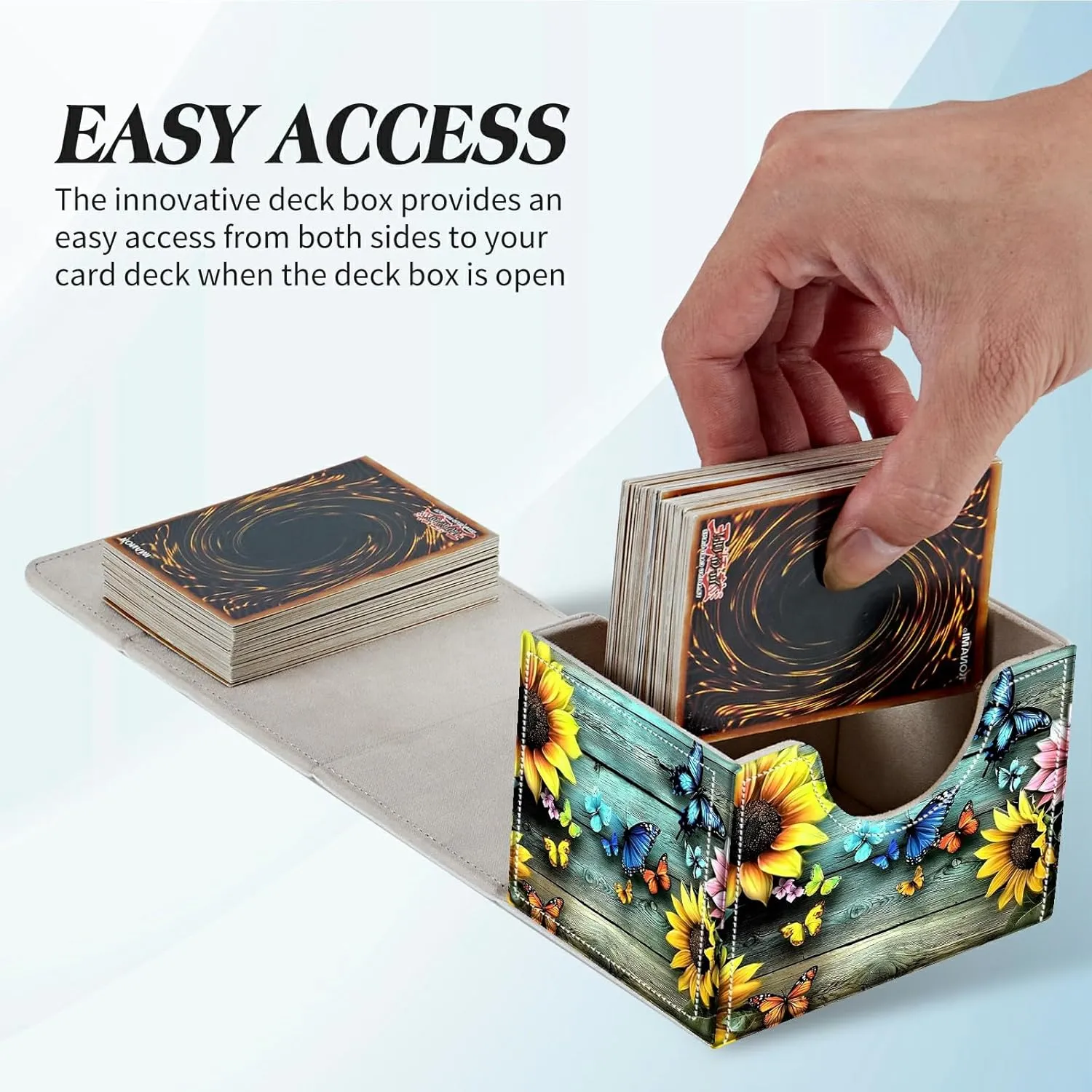 Card Deck Box for Trading Cards Commander Deck Box Card Storage Box with Strong Magnet Magic Premium Gathering Deck Box Cover for TCG CCG Magic Cards,Colorful Sunflowers Butterflies