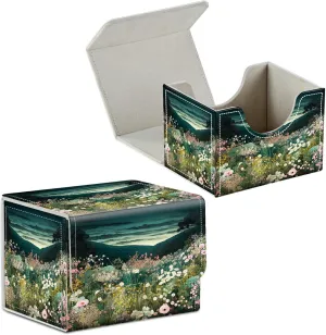 Card Deck Box for Trading Cards Commander Deck Box Card Storage Box with Strong Magnet Magic Premium Gathering Deck Box Cover for TCG CCG Magic Cards,Wildflower Field