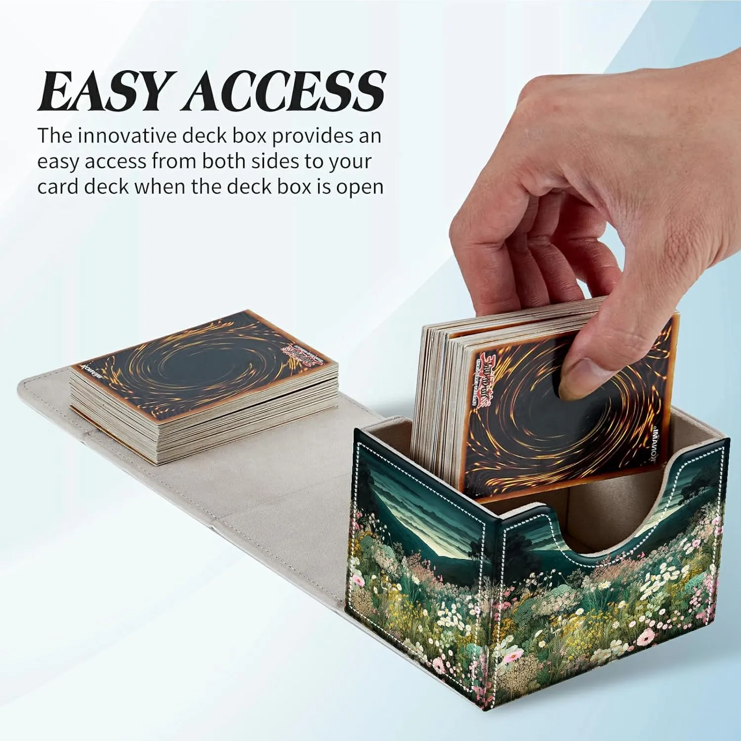 Card Deck Box for Trading Cards Commander Deck Box Card Storage Box with Strong Magnet Magic Premium Gathering Deck Box Cover for TCG CCG Magic Cards,Wildflower Field