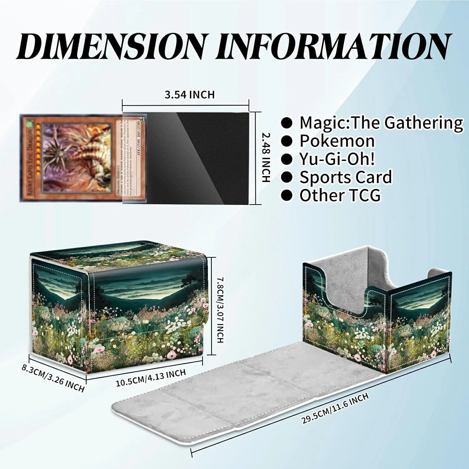 Card Deck Box for Trading Cards Commander Deck Box Card Storage Box with Strong Magnet Magic Premium Gathering Deck Box Cover for TCG CCG Magic Cards,Wildflower Field