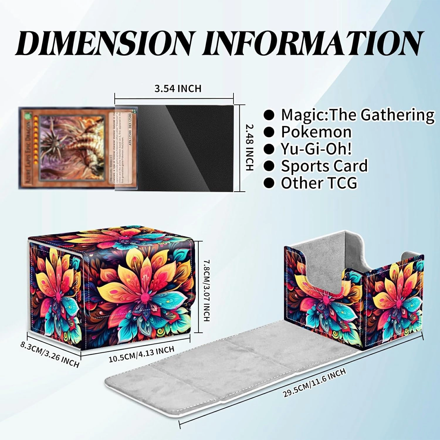Card Commander Deck Box for Trading Cards Storage Box with Strong Magnet Magic Premium Gathering Deck Box Cover for TCG CCG Magic Cards,Colorful Flower & Leaves