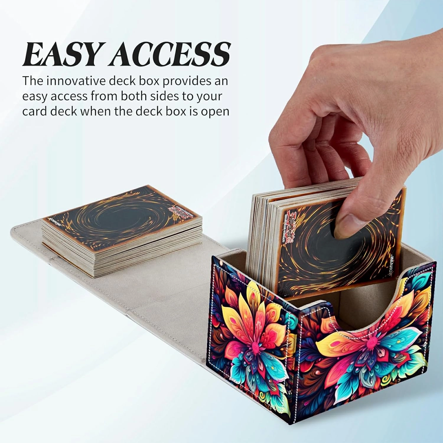 Card Commander Deck Box for Trading Cards Storage Box with Strong Magnet Magic Premium Gathering Deck Box Cover for TCG CCG Magic Cards,Colorful Flower & Leaves