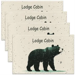 Cartoon Bear Place Mats 12x18 Inch Set of 4 Cute Black Green Graffiti Wild Animal Table Mats for Kids Boys Girls Teens Lodge Cabin Jungle Farmhouse Style Kitchen Mats for Dining Table