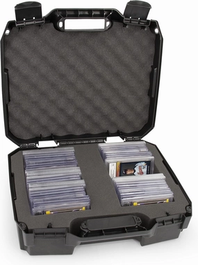 CASEMATIX Graded Card Case Compatible with 60  BGS PSA FGS SGC Graded Sports Trading Cards, Rugged Graded Slab Card Storage Box with Custom Card Carrying Case Impact Absorbing Dual Foam Slots