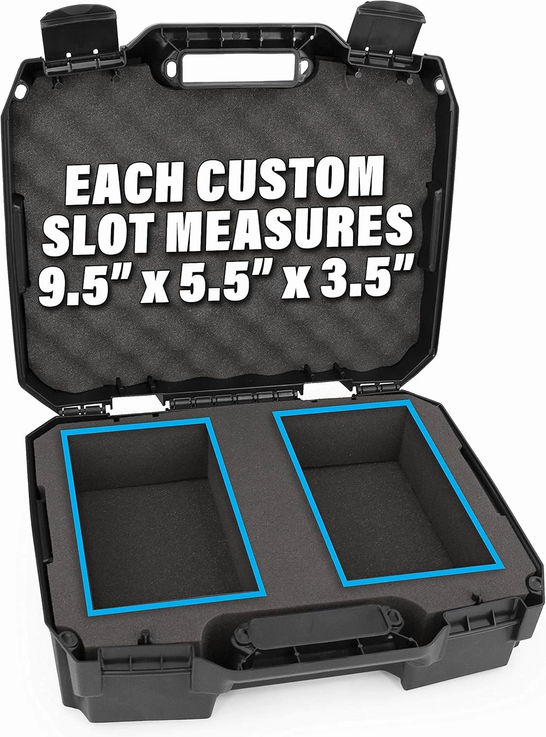 CASEMATIX Graded Card Case Compatible with 60  BGS PSA FGS SGC Graded Sports Trading Cards, Rugged Graded Slab Card Storage Box with Custom Card Carrying Case Impact Absorbing Dual Foam Slots