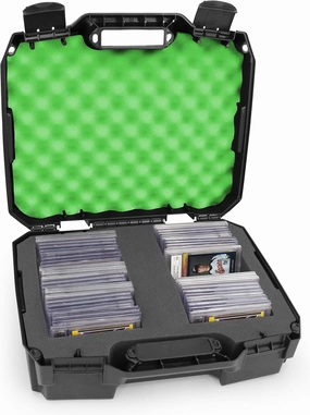 CASEMATIX Graded Card Case Compatible with 60  BGS PSA Graded Sports Trading Cards with Impact Resistant Graded Card Storage Box Foam, Green Interior