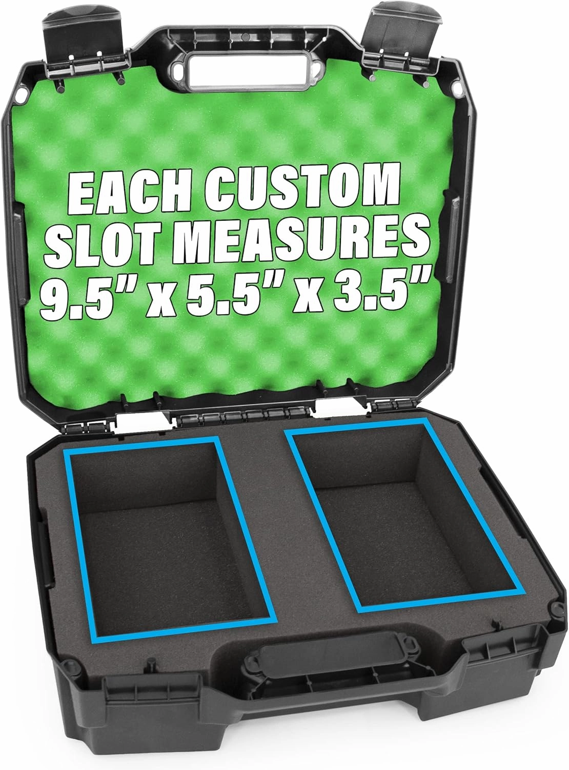 CASEMATIX Graded Card Case Compatible with 60  BGS PSA Graded Sports Trading Cards with Impact Resistant Graded Card Storage Box Foam, Green Interior
