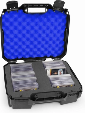 CASEMATIX Graded Card Storage Box Compatible with 60  BGS PSA Graded Sports Cards with Impact Resistant Graded Card Case Foam, Blue Interior