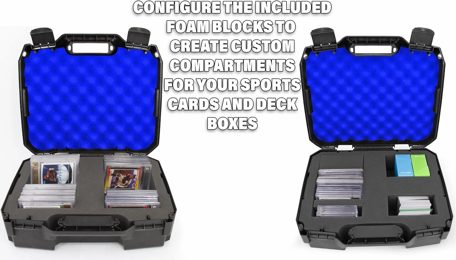 CASEMATIX Graded Card Storage Box Compatible with 60  BGS PSA Graded Sports Cards with Impact Resistant Graded Card Case Foam, Blue Interior