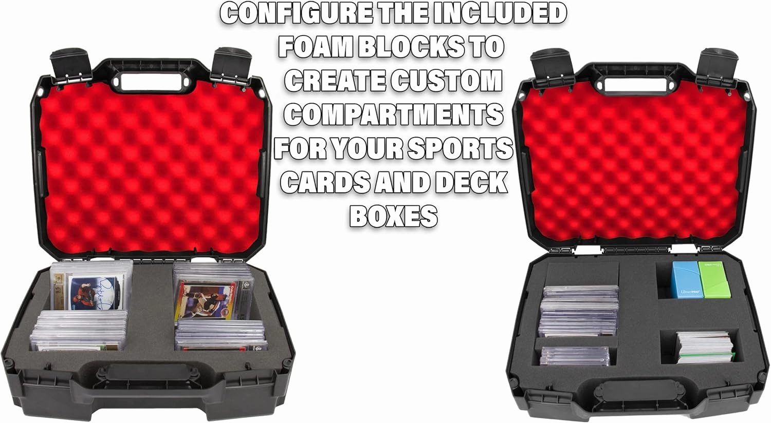 CASEMATIX Graded Card Storage Box Compatible With 60  BGS PSA Sports Cards, Impact Resistant Case Foam, Red Interior