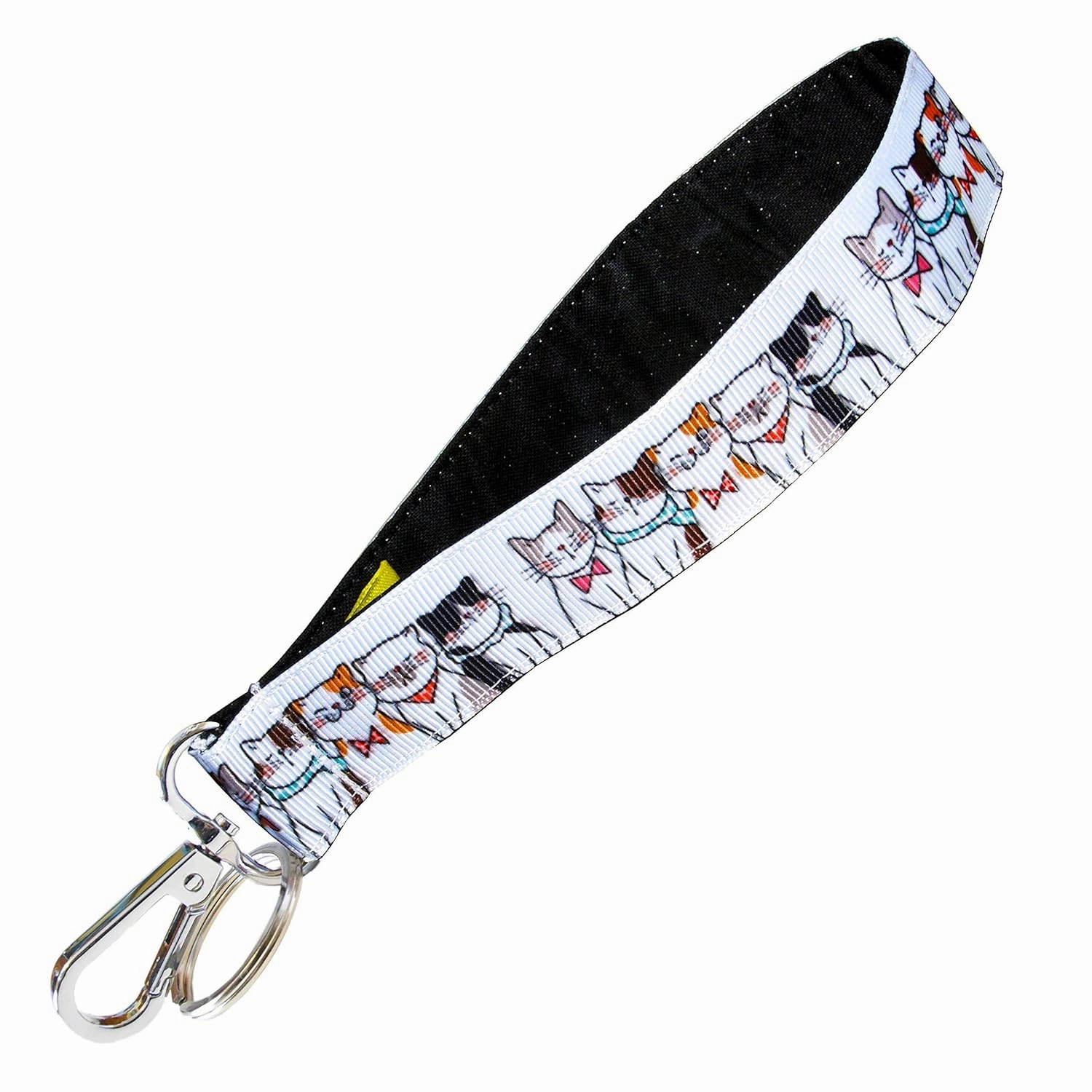 Cat Key Fob Strap - Cute Cat Faces - Keychain - Key Wristlet - 1 x 6 Inch Loop - Cute Purse or Wallet Strap - Handmade by Green Acorn Kitchen