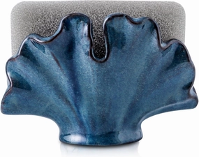 Ceramic Sponge Holder,Sponge Holder for Kitchen Sink,Compact Sink Caddy Organizer-Scouring Pad and Dish Sponge Holder,Farmhouse Kitchen Decor Cute Kitchen Gadgets Accessories(Blue)