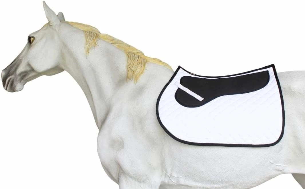 CHALLENGER Horse English Quilted All-Purpose Shock Absorbing Gel Saddle Pad White 72TS46WH