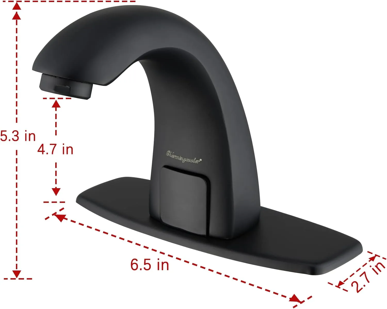 Charmingwater Touchless Bathroom Sink Faucet, Motion Automatic Sensor Faucet with Hole Cover Plate, Matte Black