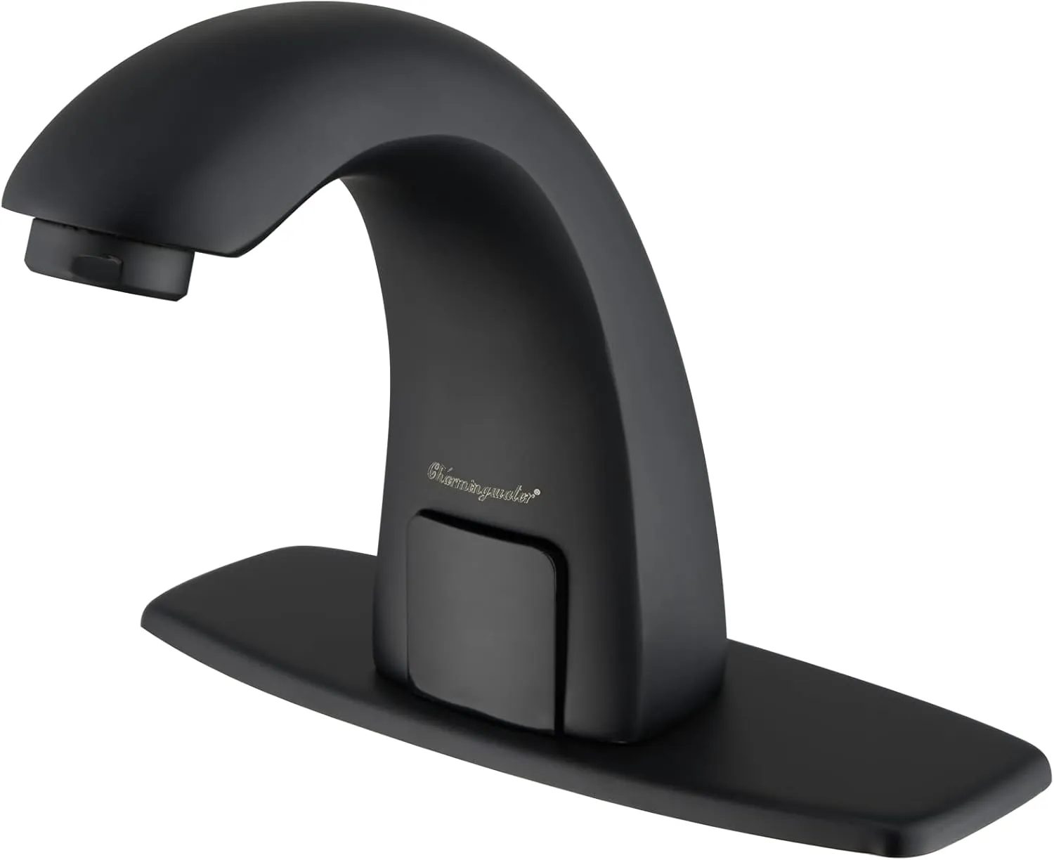 Charmingwater Touchless Bathroom Sink Faucet, Motion Automatic Sensor Faucet with Hole Cover Plate, Matte Black