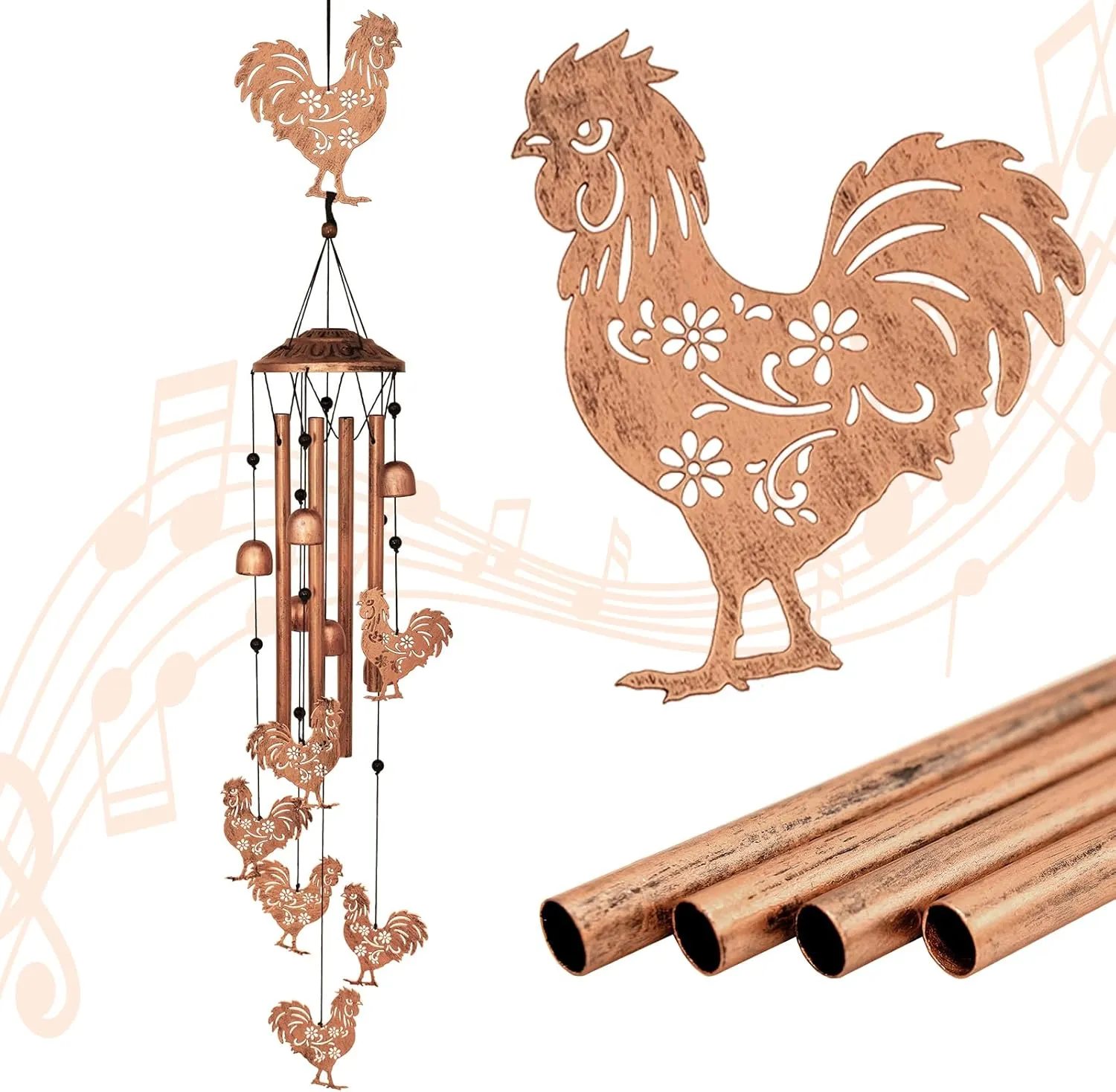 Chicken Wind Chimes for Outside,Metal Windchimes,Chicken Gifts for Women/Men,Wind Chime Garden Decor Outdoor,Memorial/Housewarming/Birthday/Festival Gifts,Front Yard Decor