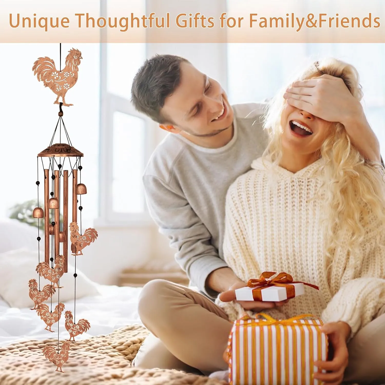 Chicken Wind Chimes for Outside,Metal Windchimes,Chicken Gifts for Women/Men,Wind Chime Garden Decor Outdoor,Memorial/Housewarming/Birthday/Festival Gifts,Front Yard Decor