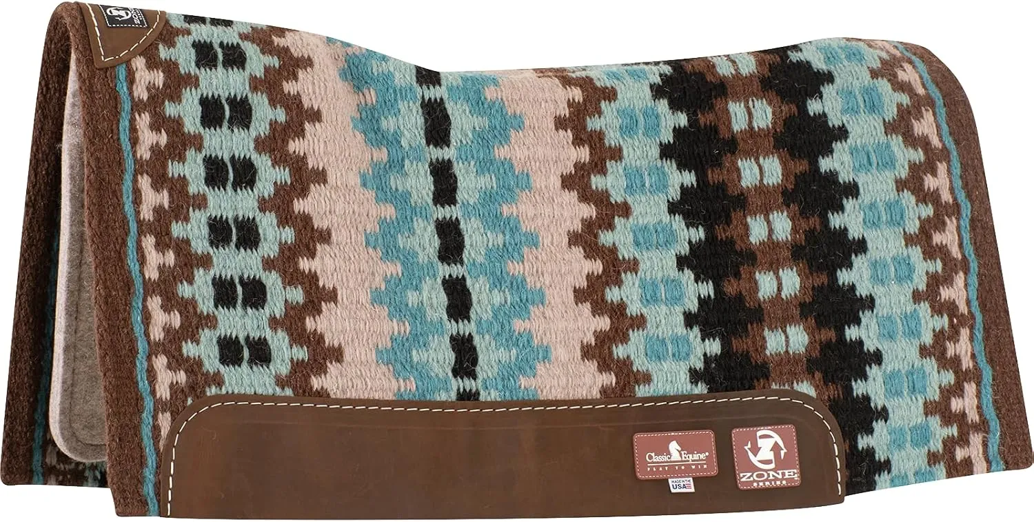 Classic Equine 32x34 Zone Series Blanket Top 3/4in Saddle Pad Chestnutturquoise