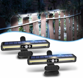 Clip On Solar Motion Lights Outdoor Waterproof, 2 Pack Fence Lights Outside with 36 LEDs, 6000K, Portable Solar Powered Security Light for Fence Garage Camping