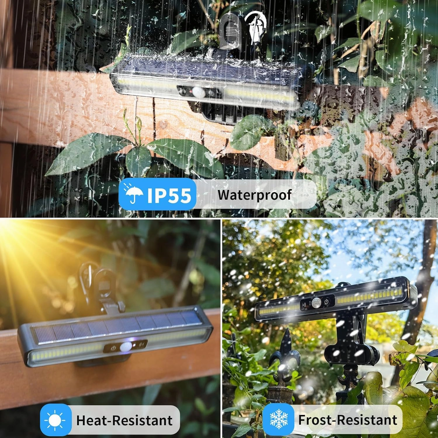 Clip On Solar Motion Lights Outdoor Waterproof, 2 Pack Fence Lights Outside with 36 LEDs, 6000K, Portable Solar Powered Security Light for Fence Garage Camping