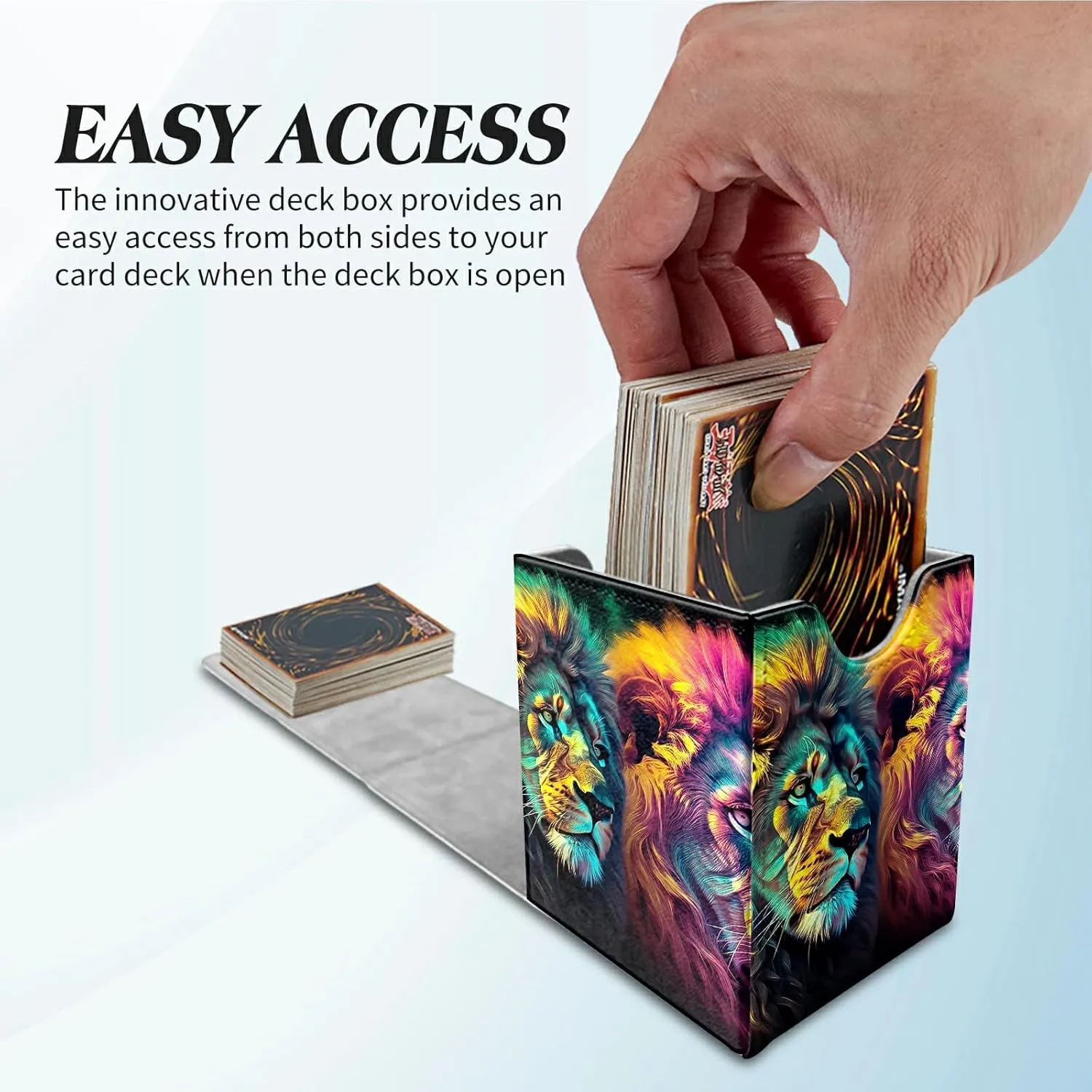 Colorful Lion Card Deck Box for Trading Cards Commander Deck Box Card Storage Box with Strong Magnet Magic Premium Gathering Deck Box Cover for TCG CCG Magic Cards