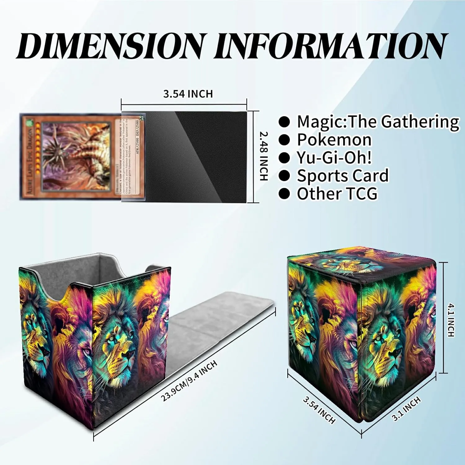 Colorful Lion Card Deck Box for Trading Cards Commander Deck Box Card Storage Box with Strong Magnet Magic Premium Gathering Deck Box Cover for TCG CCG Magic Cards