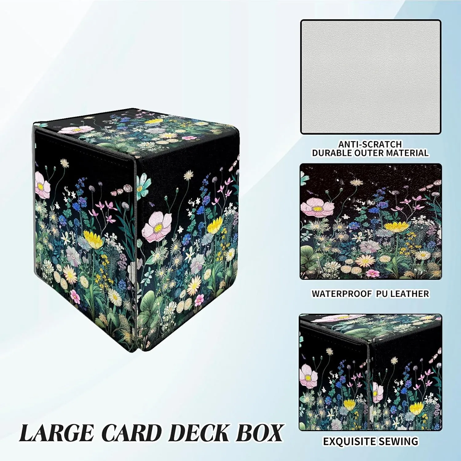 Colourful Wild Flower Card Deck Box for Trading Cards Commander Deck Box Card Storage Box with Strong Magnet Magic Premium Gathering Deck Box Cover for TCG CCG Magic Cards