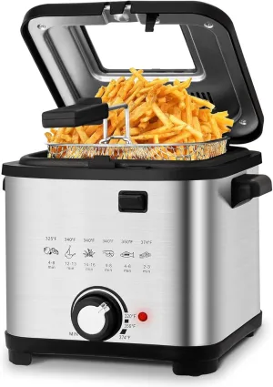 Compact&Powerful Electric Deep Fryer – Fast Heating, Easy Cleanup&Perfect Crispy Results,Safe Design & Restaurant-Quality Frying at Home!