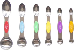 Confection Stand Magnetic Measuring Spoons, Nesting, Dual Ended for Liquids and Dry Ingredients, Set of 6