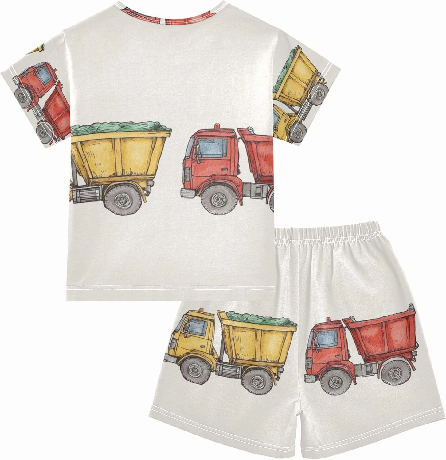 Construction Garbage Trucks Summer Pajamas Short Set 2 Piece Sleepwear