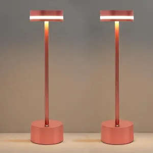 Cordless Table Lamps, Portable Rechargeable 5000mAh Outdoor Lights, 3 Color Stepless Dimming Battery Powered Bedside Table Lamp,Touch Desk Lamp for Outdoor/Kitchen/Camping/Patio(Rose Gold