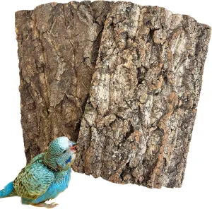 Cork Bark Perch for Birds 12"x8" Natural Cork Chewing Toy 2 PCS Flat Budgies Bark Seat Board Wood Bark Background Decor Panel Birdcage Accessories for Parakeet Lovebirds Cockatiels Conures