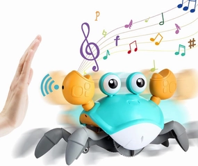 Crawling Crab Sensing Escape Toy, Tummy Time Baby Toy with Music& Lights, Interactive Kids Infant Learning and Entertainment Fun Toy Birthday Easter, Green