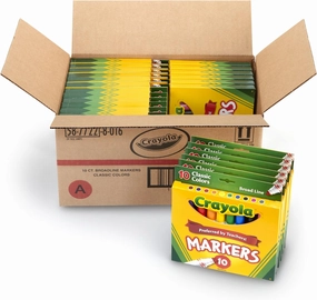 Crayola Classic Broad Line Markers, 10 Count, Case of 24