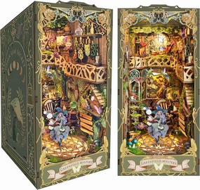 CRIOLPO Book Nook Kit- Wooden Doll House Miniature House Kit, Book Nook Miniature Kit for Adults Teens, 3D Wooden Puzzle Book Nook Bookshelf Insert Kits with Sensor Led Light-Church of The Covenant