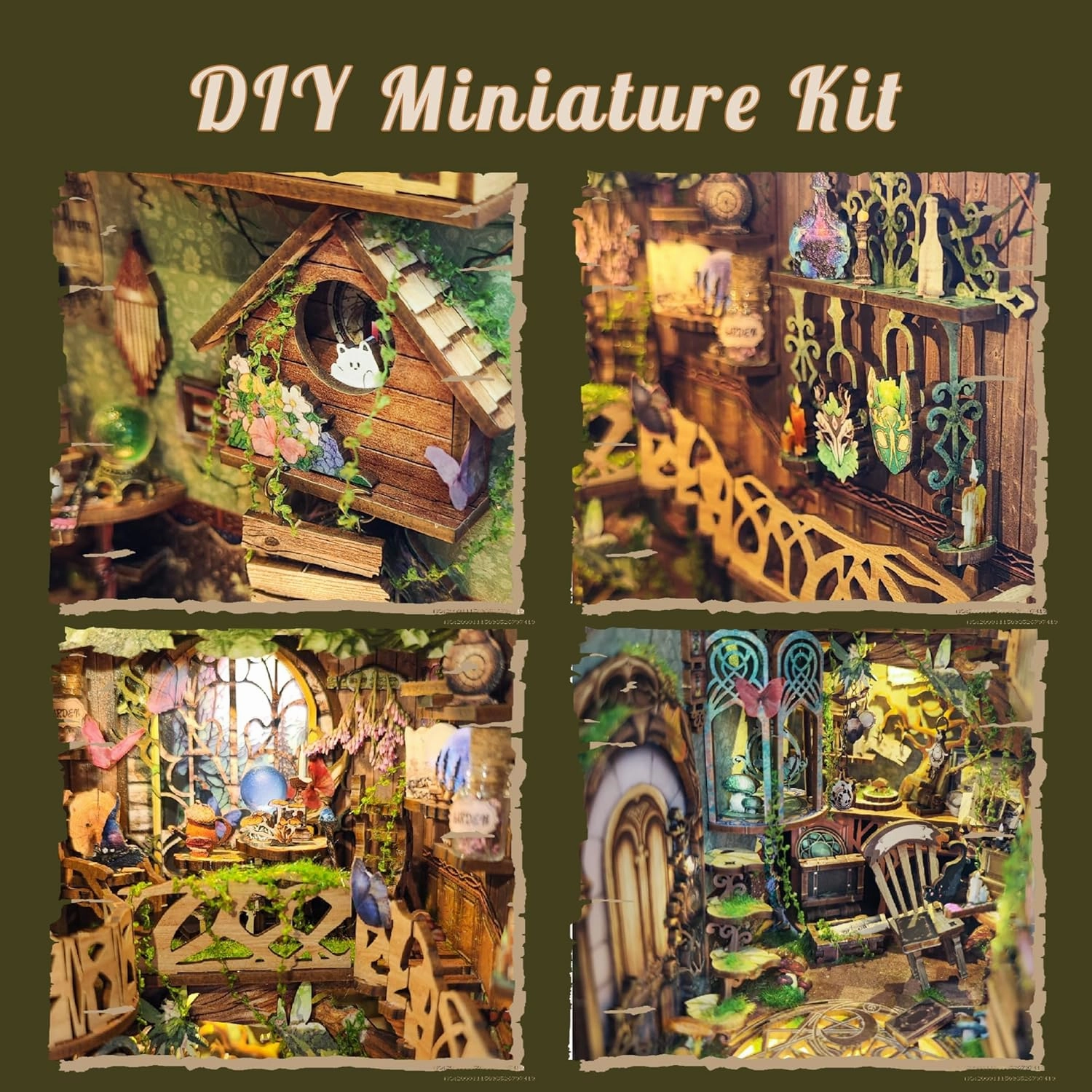 CRIOLPO Book Nook Kit- Wooden Doll House Miniature House Kit, Book Nook Miniature Kit for Adults Teens, 3D Wooden Puzzle Book Nook Bookshelf Insert Kits with Sensor Led Light-Church of The Covenant