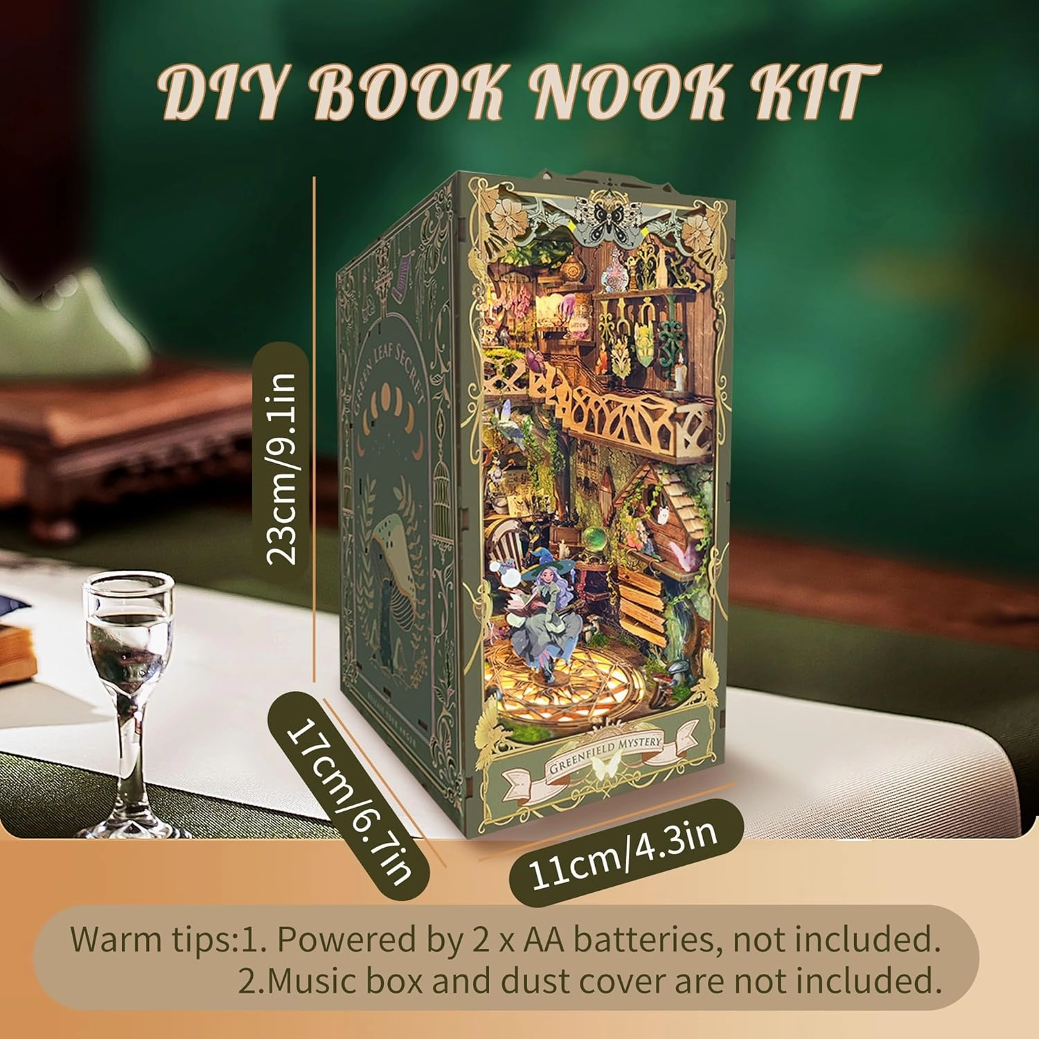 CRIOLPO Book Nook Kit- Wooden Doll House Miniature House Kit, Book Nook Miniature Kit for Adults Teens, 3D Wooden Puzzle Book Nook Bookshelf Insert Kits with Sensor Led Light-Church of The Covenant
