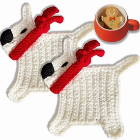 Crochet Designer Handmade Coasters Set, for All Drinks, Vases, Glass. Updated Great Housewarming Gift Idea. Ins Style absorbent suit for coffee hot tea cold drink. (Puppy)