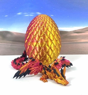 Crystal Winged Dragon with Egg, 3D Articulated Dragon with Autumn Wings, Fidget ADHD Autism Toy CW010
