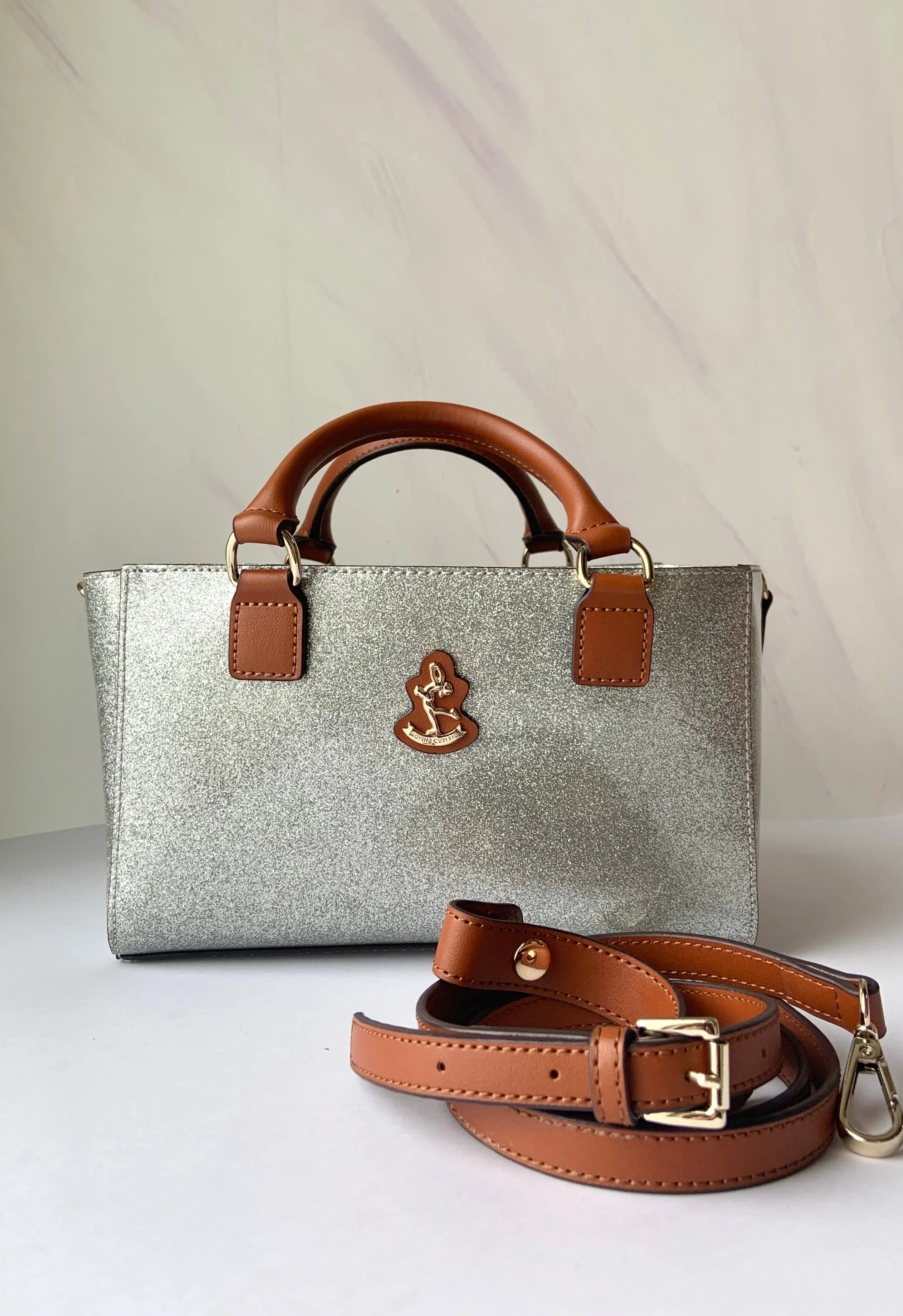Cube Tote Bag SHINY, silver