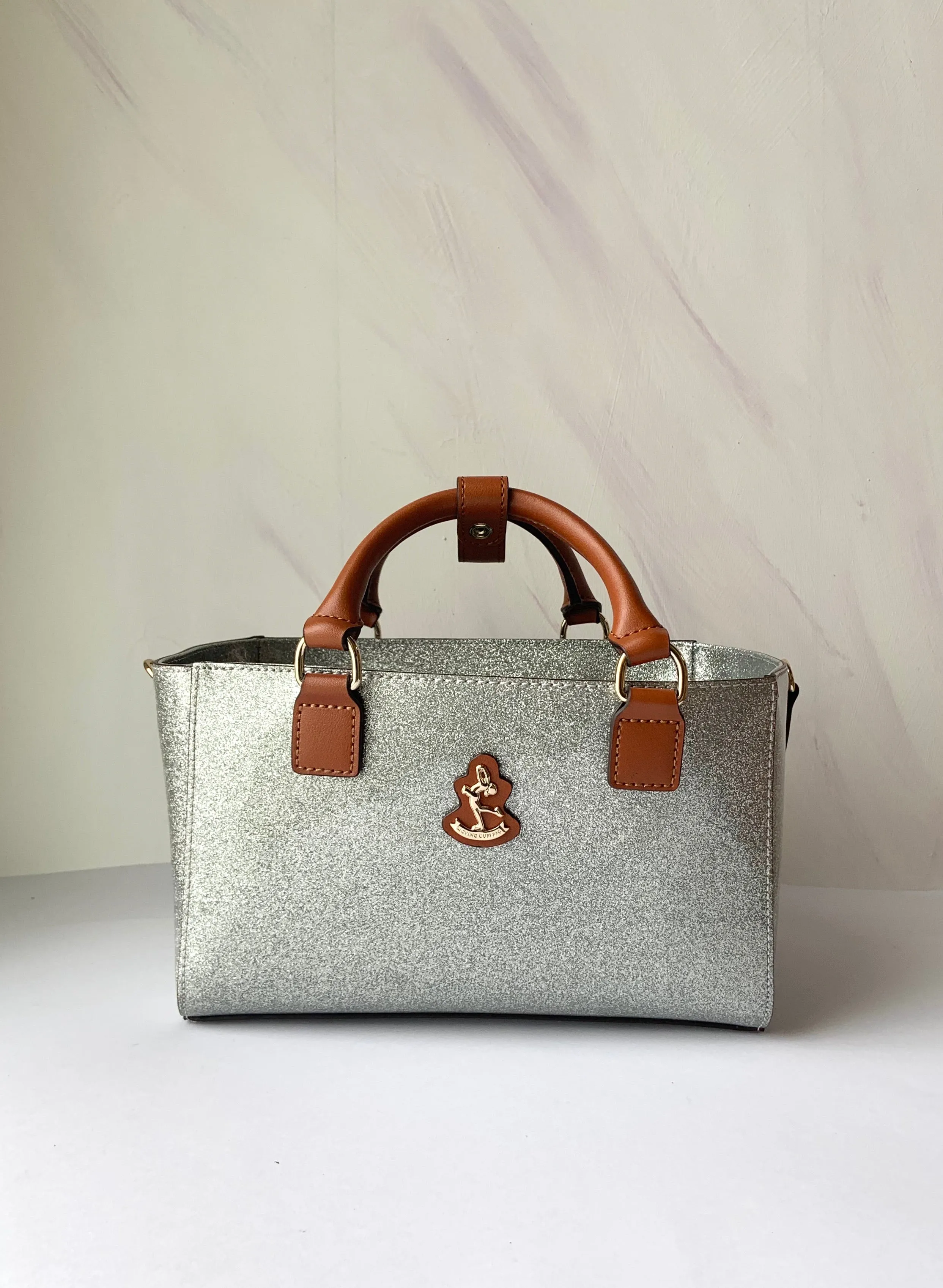 Cube Tote Bag SHINY, silver