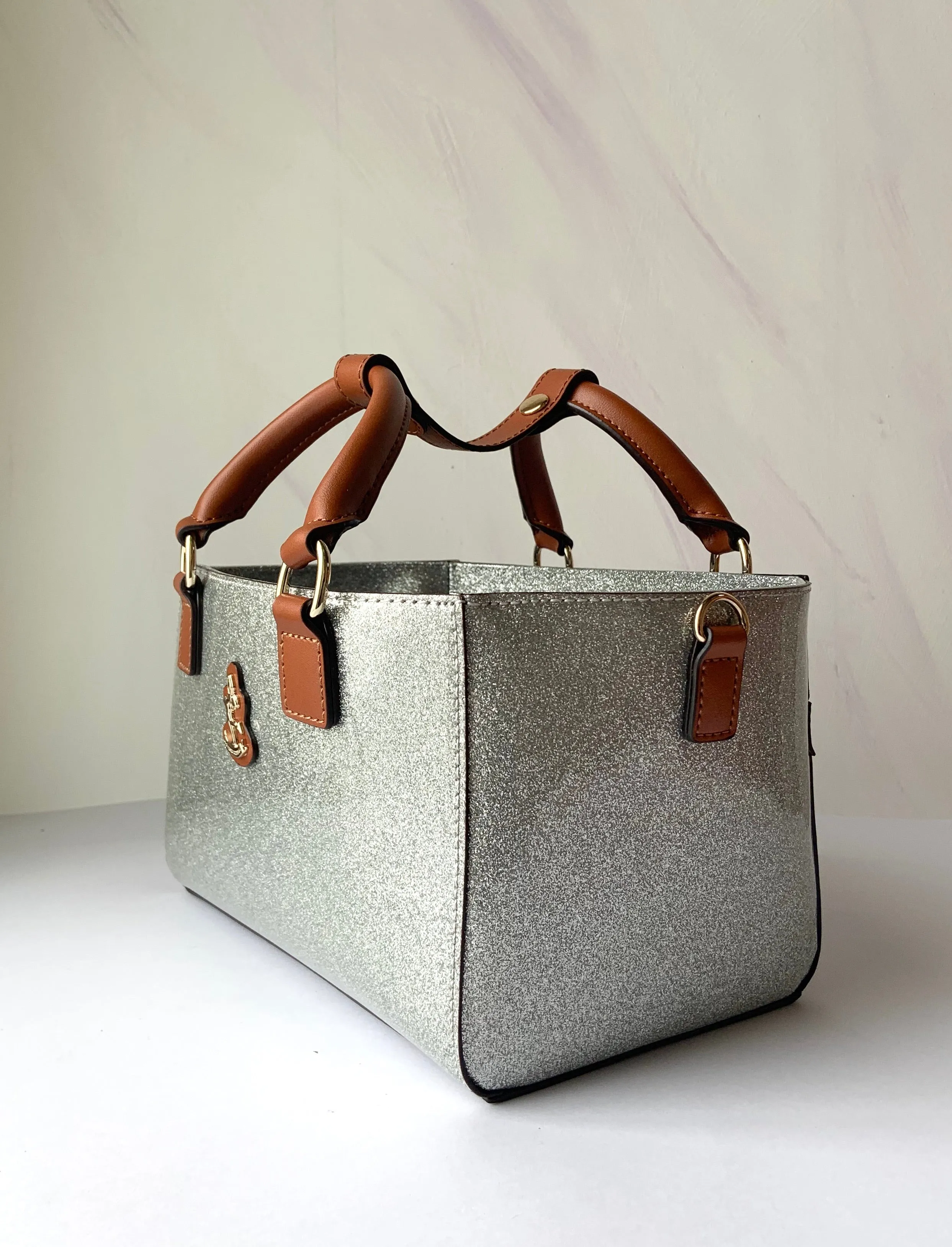 Cube Tote Bag SHINY, silver