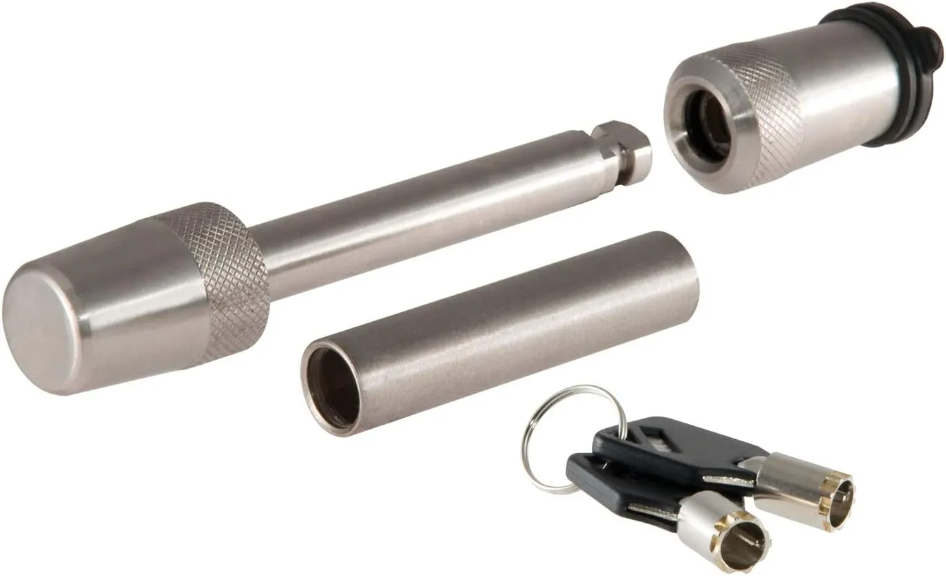 CURT 23580 Stainless Steel Trailer Hitch Lock, 1/2-Inch Pin Diameter, 5/8-Inch Adapter, Fits 1-1/4 or 2-Inch Receiver